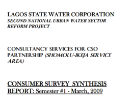 LAGOS STATE WATER CORPORATION LAGOS STATE WATER CORPORATION SECOND NATIONAL URBAN WATER SECTOR REFORM PROJECT