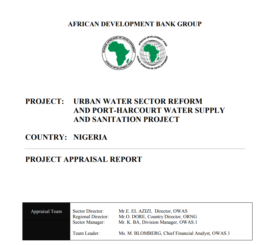 The Urban Water Sector Reform and Port-Harcourt Water Supply and Sanitation Project