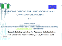 FINANCING OPTIONS FOR SANITATION IN SMALL TOWNS AND URBAN AREAS